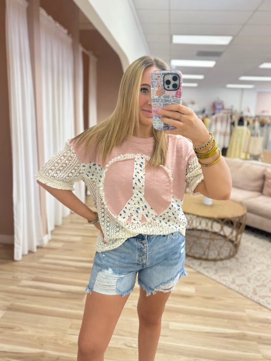 Knit Peace Sign Top