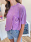 Purple Ribbed Pocket Tee