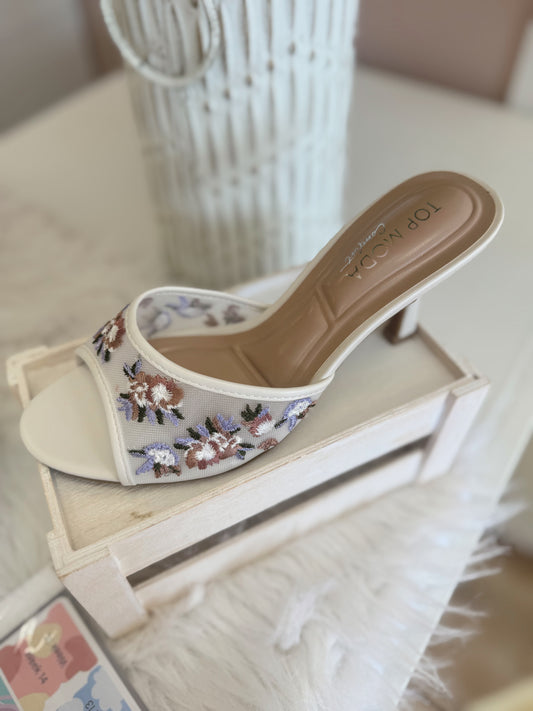 Ivory Sheer Floral Heel