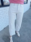 White Stripped Barrel Jeans