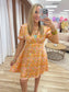 Orange Pink Flowers Silky Dress