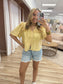 Light Wash Floral Scalloped Denim Shorts