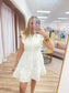 Fit and Flare Button Up Ruffled Sleeves Dress