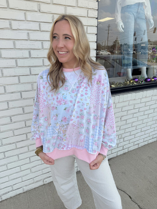 Floral Oversized Crew Neck Pullover