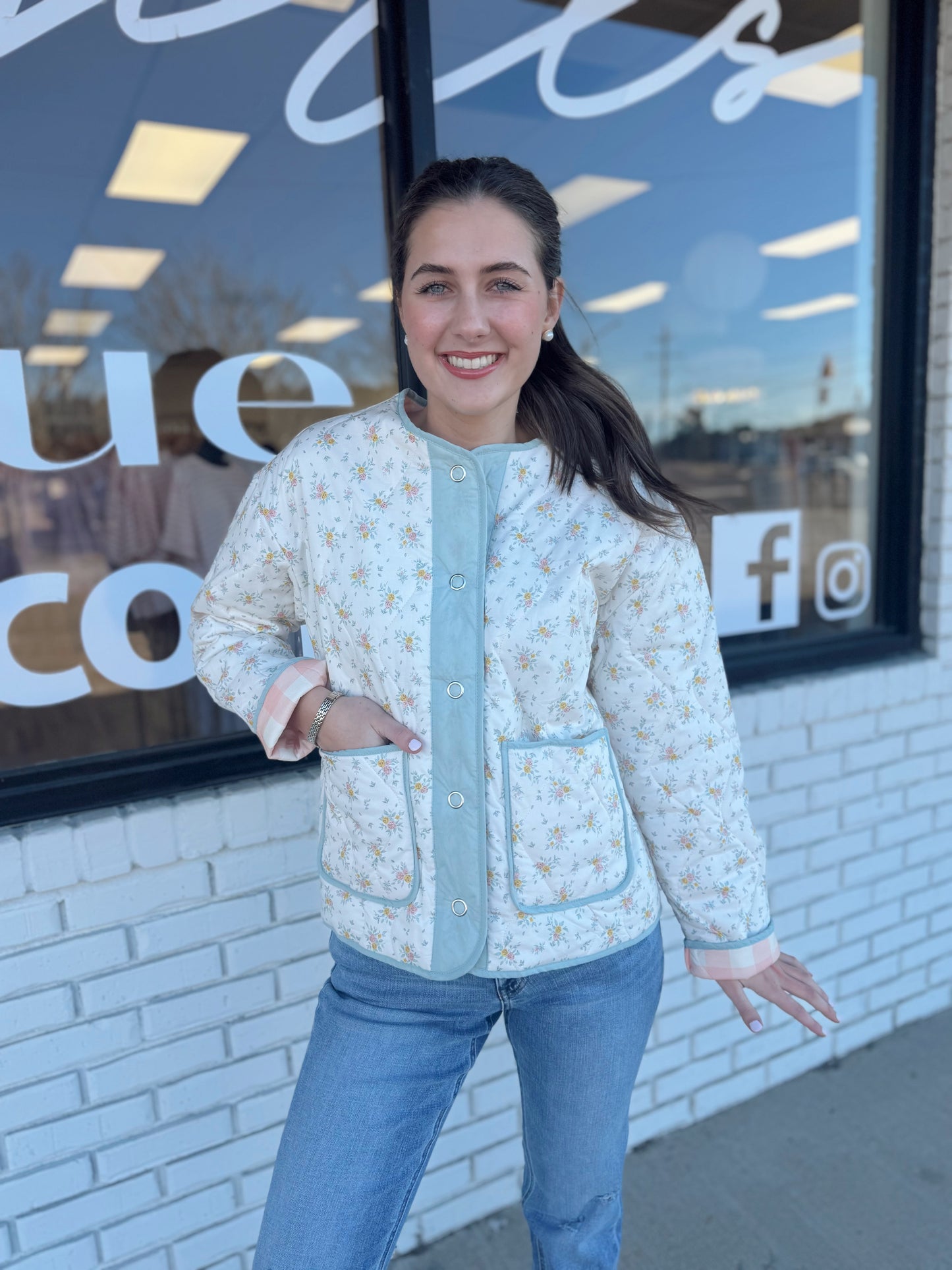 Floral Quilted Plaid Jacket
