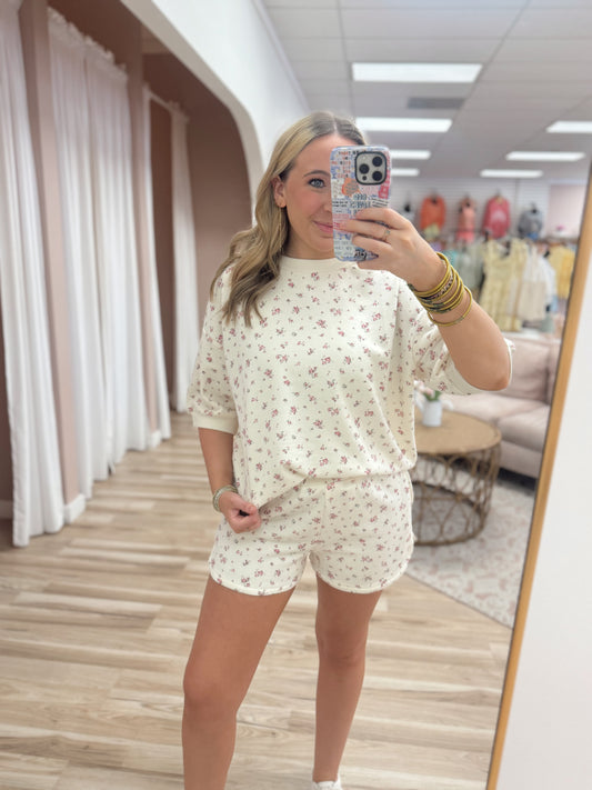 Ivory Floral Top - Set