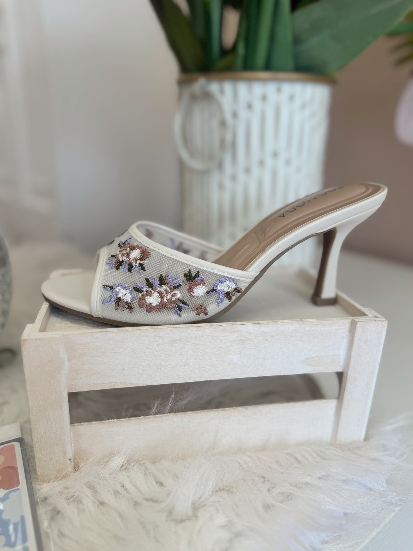 Ivory Sheer Floral Heel