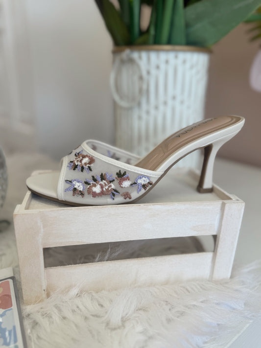 Ivory Sheer Floral Heel