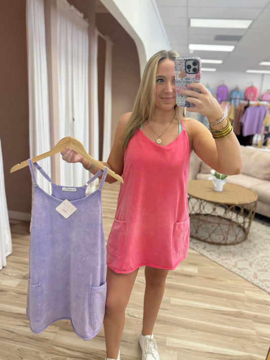 Acid Washed Mini Dress With Romper