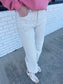 White Stripped Barrel Jeans