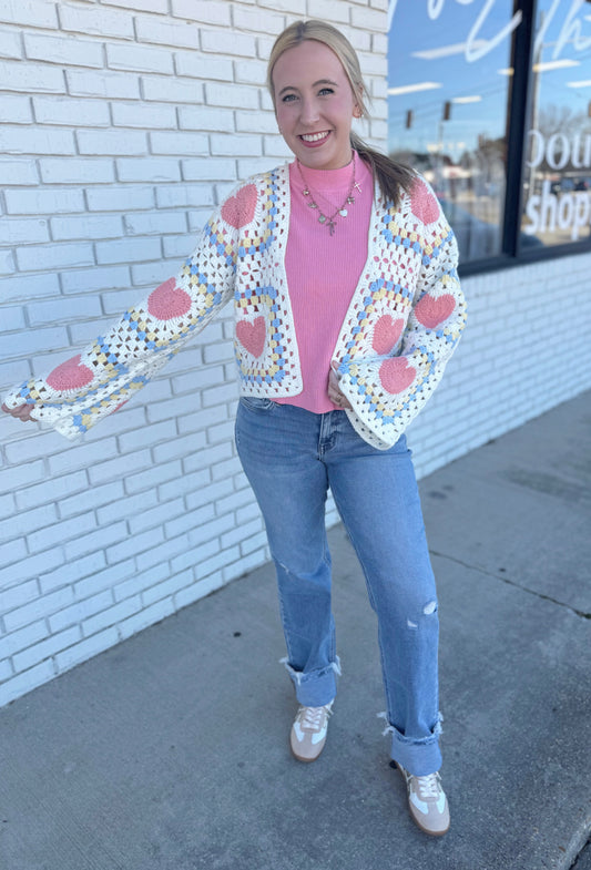 Crochet Heart Cardigan