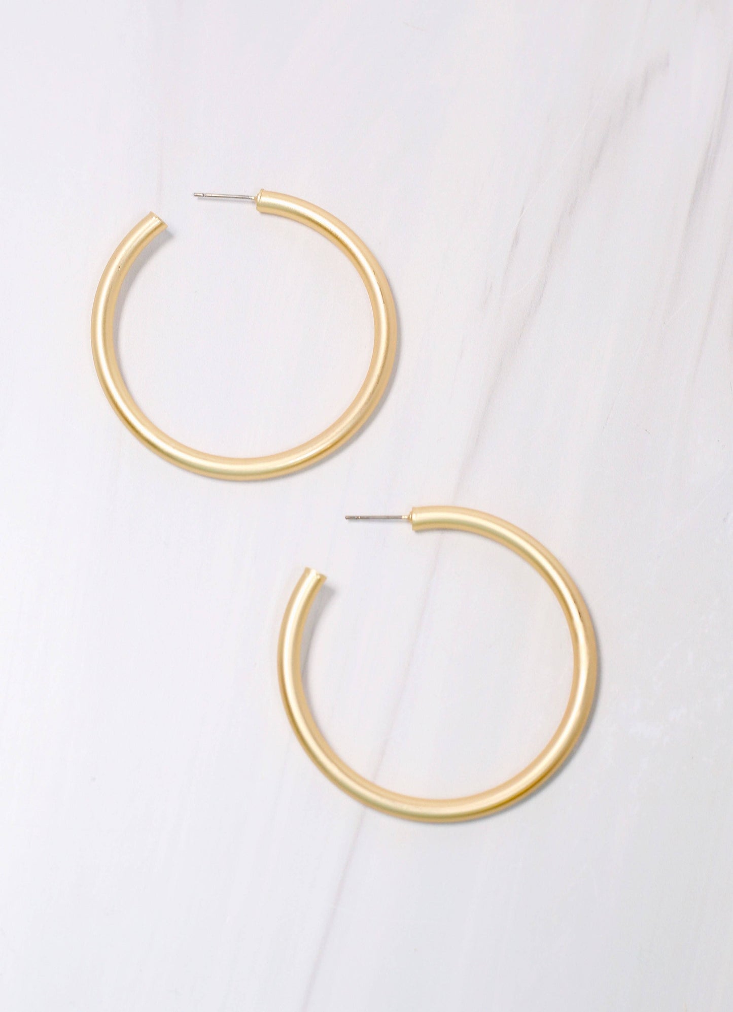 Arden Satin Hoop Earring MATTE GOLD: Default