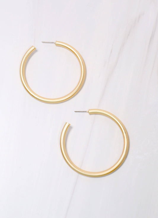 Arden Satin Hoop Earring MATTE GOLD: Default