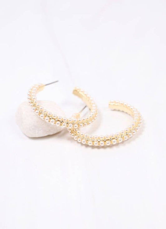 Woodard Pearl Hoop Earring GOLD: Default