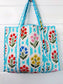 Aqua Garden Party Quilted Travel Tote