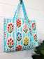 Aqua Garden Party Quilted Travel Tote
