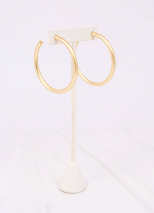 Arden Satin Hoop Earring MATTE GOLD: Default