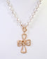 Brylee Pearl Beaded Cross Pendant Necklace Worn Gold: Default