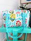 Aqua Garden Party Quilted Mini Duffle Bag