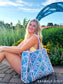 Aqua Garden Party Quilted Travel Tote