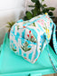 Aqua Garden Party Quilted Mini Duffle Bag