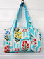 Aqua Garden Party Quilted Mini Duffle Bag