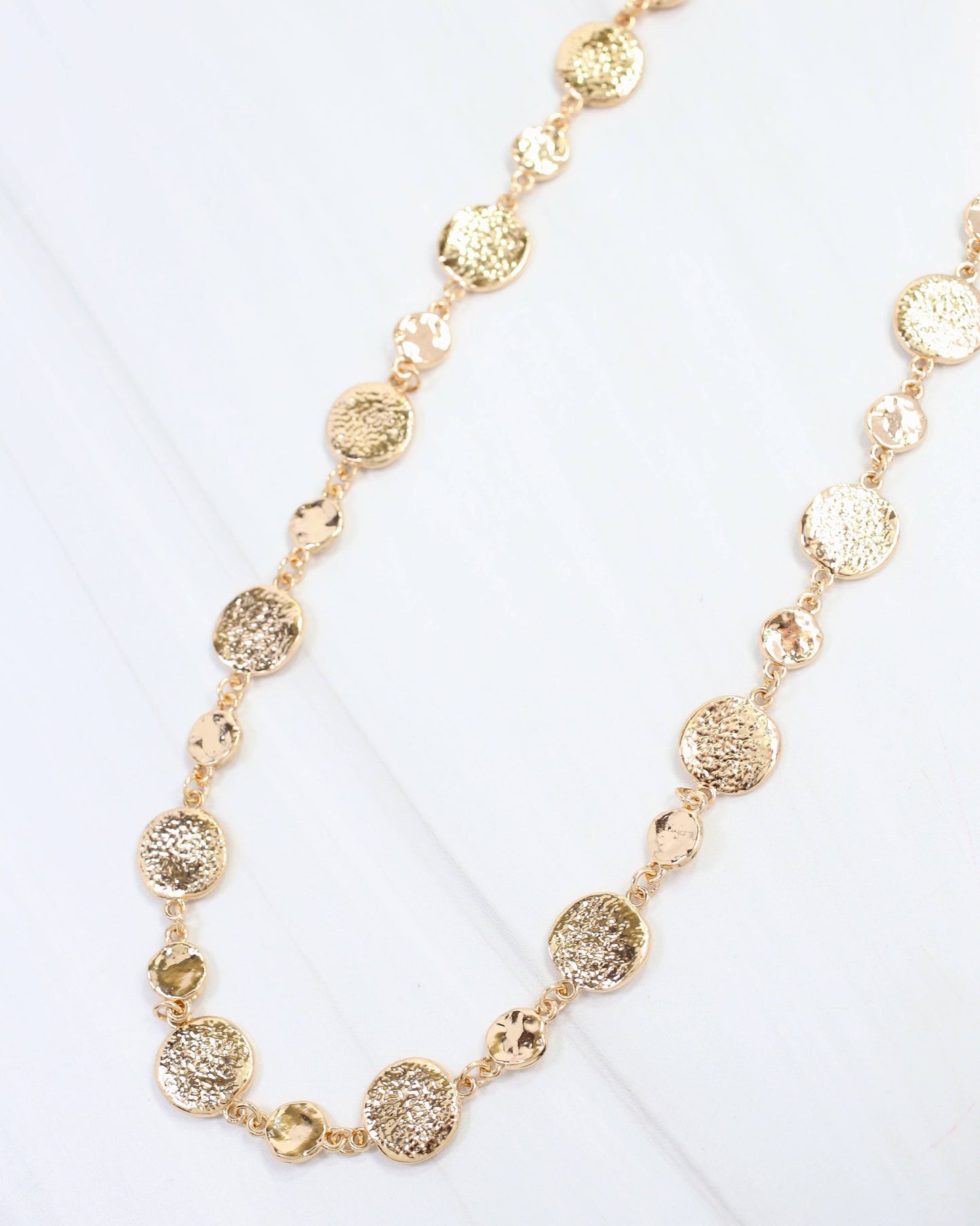 Hammered Circle Necklace Gold
