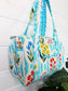 Aqua Garden Party Quilted Mini Duffle Bag